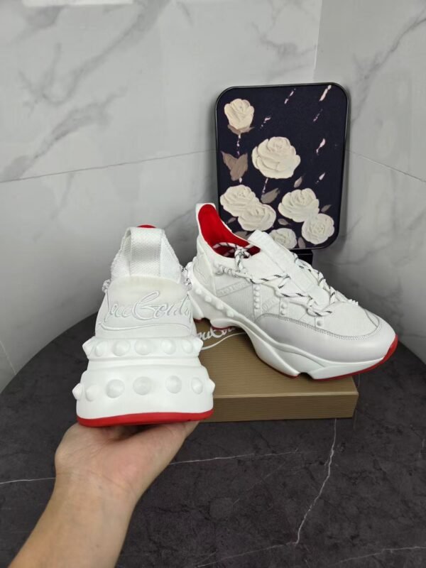 Unisex Designer Red Bottom Chunky Sneakers - Breathable Lycra Mesh Running Shoes, Non-Slip Cushion Platform Walking Sneakers for Men Women
