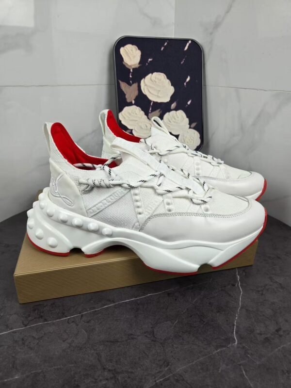Unisex Designer Red Bottom Chunky Sneakers - Breathable Lycra Mesh Running Shoes, Non-Slip Cushion Platform Walking Sneakers for Men Women