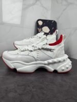 Unisex Designer Red Bottom Chunky Sneakers - Breathable Lycra Mesh Running Shoes, Non-Slip Cushion Platform Walking Sneakers for Men Women