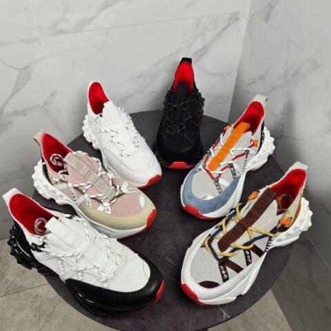 Unisex Designer Red Bottom Chunky Sneakers - Breathable Lycra Mesh Running Shoes, Non-Slip Cushion Platform Walking Sneakers for Men Women