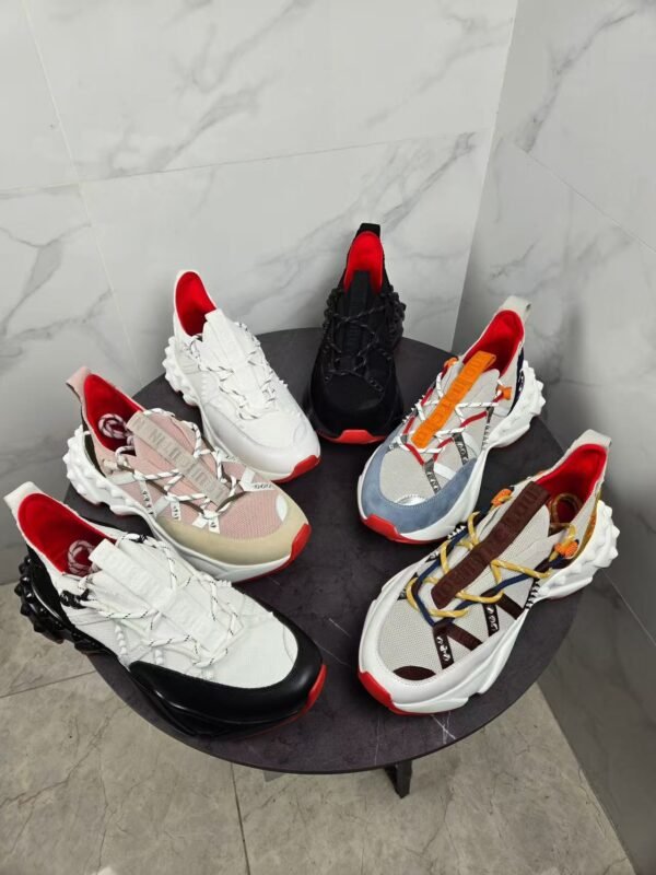 Unisex Designer Red Bottom Chunky Sneakers - Breathable Lycra Mesh Running Shoes, Non-Slip Cushion Platform Walking Sneakers for Men Women