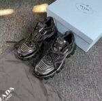 Men's Futuristic Chunky Platform Sneakers - All Black Thick Sole Breathable Streetwear Shoes