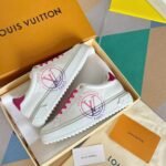 Women's White Leather Platform Sneakers with Pink Accents - Chunky Thick Sole Casual Fashion Shoes
