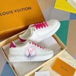 Women's White Leather Platform Sneakers with Pink Accents - Chunky Thick Sole Casual Fashion Shoes