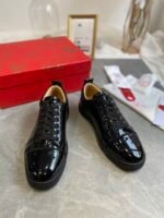 Men's & Women's Black Patent Leather Low-Top Sneakers - Premium Calfskin Lined Lace-Up Casual Shoes