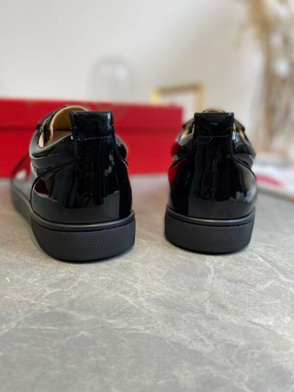 Men's & Women's Black Patent Leather Low-Top Sneakers - Premium Calfskin Lined Lace-Up Casual Shoes