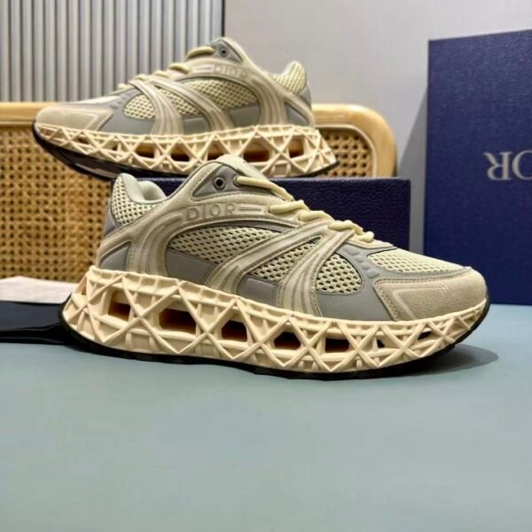 Premium Grey Beige Chunky Sneakers for Men | Retro Mesh Dad Shoes with Thick Sole & Luxury Streetwear Style