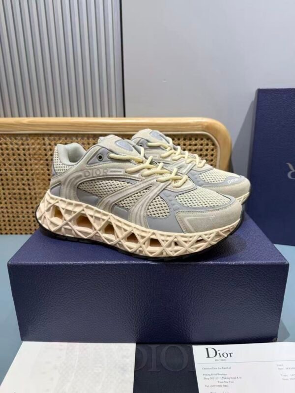 Premium Grey Beige Chunky Sneakers for Men | Retro Mesh Dad Shoes with Thick Sole & Luxury Streetwear Style