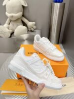Retro Vintage Basketball Trainer Sneakers – Premium Genuine Leather White Cream Low-Top Shoes for Men & Women