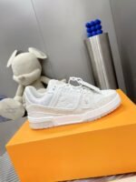 Retro Vintage Basketball Trainer Sneakers – Premium Genuine Leather White Cream Low-Top Shoes for Men & Women