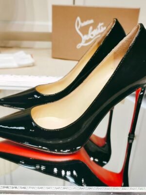 Women's Patent Nude Pumps - 10cm Stiletto Red Bottom Pointed Toe High Heels