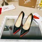 Women's Patent Nude Pumps - 10cm Stiletto Red Bottom Pointed Toe High Heels