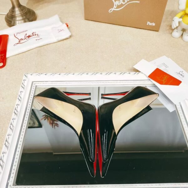 Women's Patent Nude Pumps - 10cm Stiletto Red Bottom Pointed Toe High Heels