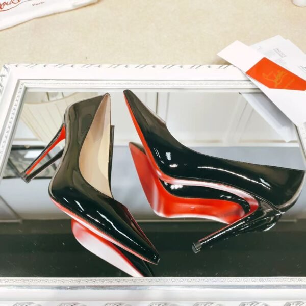 Women's Patent Nude Pumps - 10cm Stiletto Red Bottom Pointed Toe High Heels