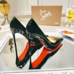 Women's Patent Nude Pumps - 10cm Stiletto Red Bottom Pointed Toe High Heels