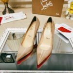 Women's Patent Nude Pumps - 10cm Stiletto Red Bottom Pointed Toe High Heels