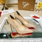 Women's Patent Nude Pumps - 10cm Stiletto Red Bottom Pointed Toe High Heels