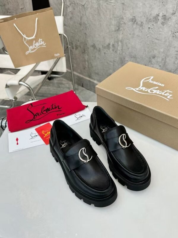 Women's Genuine Calfskin Chunky Platform Loafers with Signature Metal Buckle