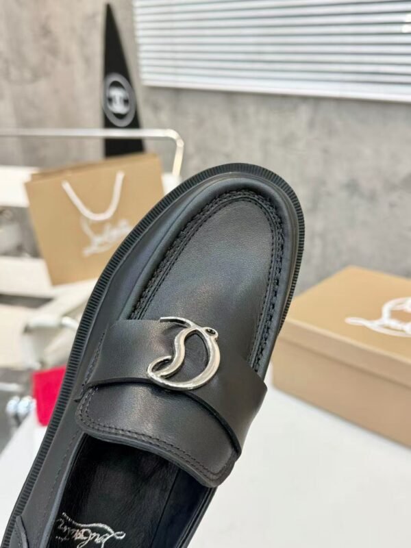 Women's Genuine Calfskin Chunky Platform Loafers with Signature Metal Buckle