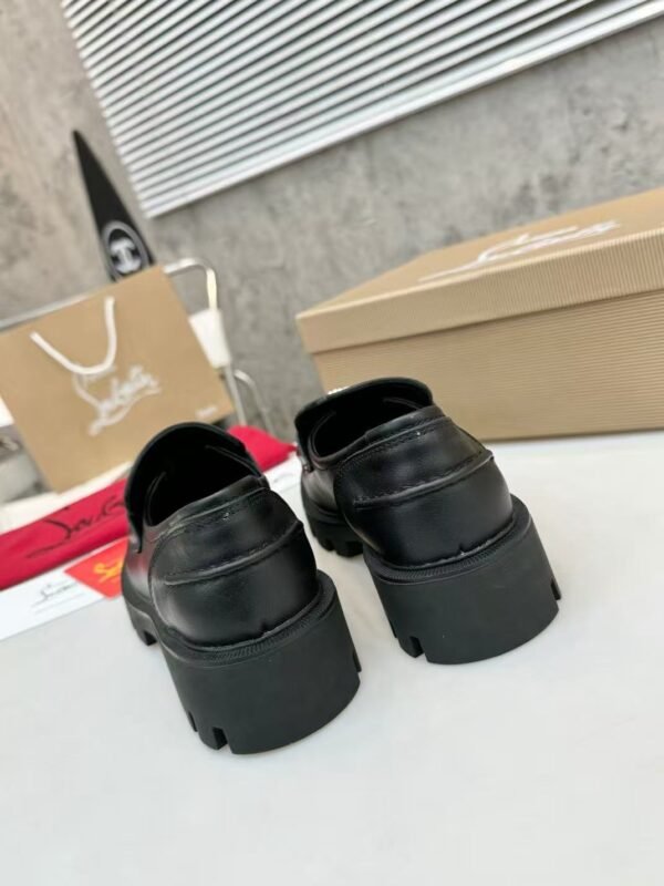 Women's Genuine Calfskin Chunky Platform Loafers with Signature Metal Buckle
