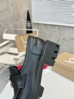 Women's Genuine Calfskin Chunky Platform Loafers with Signature Metal Buckle