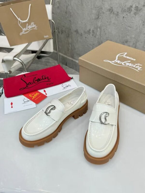 Women's Genuine Calfskin Chunky Platform Loafers with Signature Metal Buckle