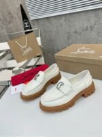 Women's Genuine Calfskin Chunky Platform Loafers with Signature Metal Buckle