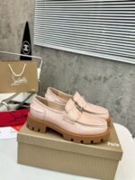 Women's Genuine Calfskin Chunky Platform Loafers with Signature Metal Buckle