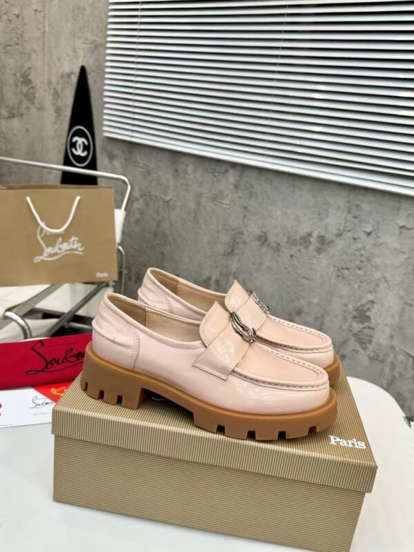 Women's Genuine Calfskin Chunky Platform Loafers with Signature Metal Buckle