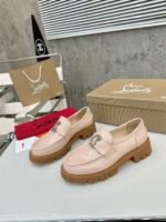 Women's Genuine Calfskin Chunky Platform Loafers with Signature Metal Buckle