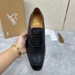 Men's Black Leather Oxford Shoes - Chiseled Square Toe Formal Dress Shoes with Red Sole