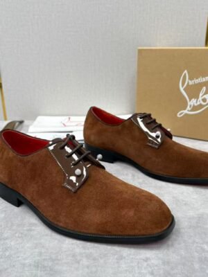 Men's Suede Leather Loafers with Studs & Red Bottom - Smart Casual Shoes