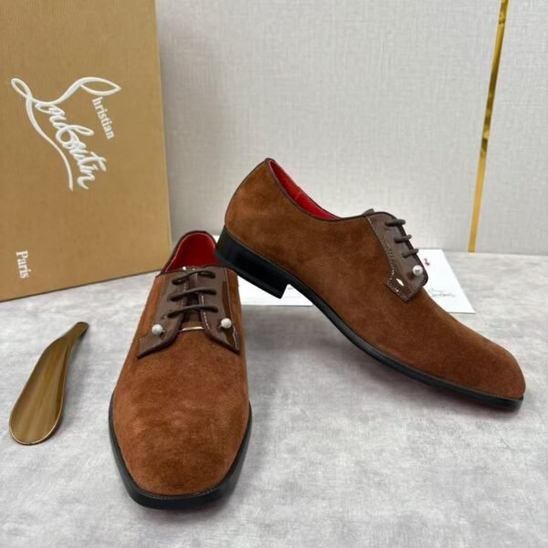 Men's Suede Leather Loafers with Studs & Red Bottom - Smart Casual Shoes