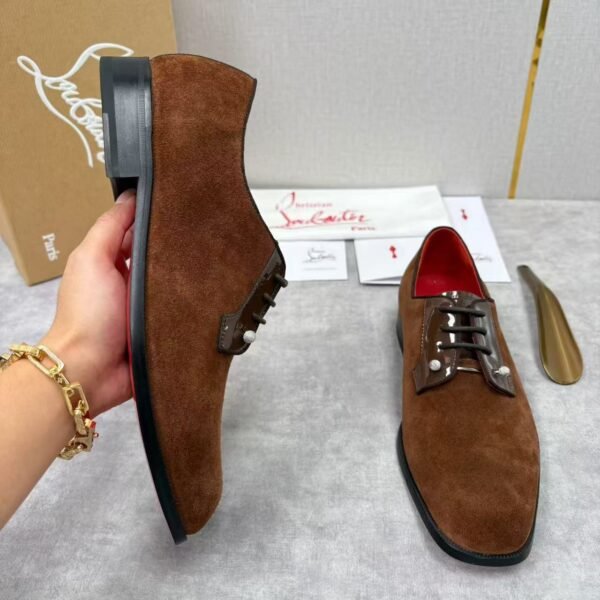Men's Suede Leather Loafers with Studs & Red Bottom - Smart Casual Shoes