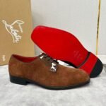 Men's Suede Leather Loafers with Studs & Red Bottom - Smart Casual Shoes