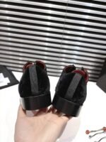 Men's Black Velvet Derby Shoes with Removable Strass Pin & Red Leather Sole