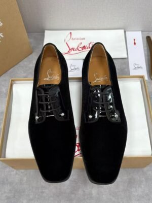 Men's Red Bottom Leather Loafers with Silver Studs - Sleek Black Dress Shoes for Men