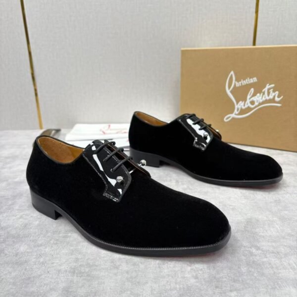 Men's Red Bottom Leather Loafers with Silver Studs - Sleek Black Dress Shoes for Men