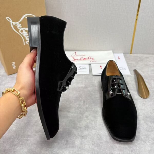 Men's Red Bottom Leather Loafers with Silver Studs - Sleek Black Dress Shoes for Men