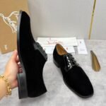 Men's Red Bottom Leather Loafers with Silver Studs - Sleek Black Dress Shoes for Men