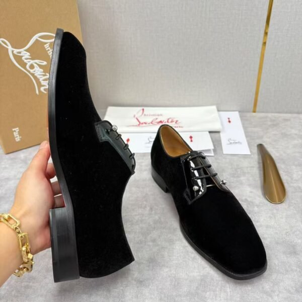 Men's Red Bottom Leather Loafers with Silver Studs - Sleek Black Dress Shoes for Men