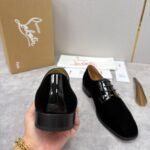 Men's Red Bottom Leather Loafers with Silver Studs - Sleek Black Dress Shoes for Men