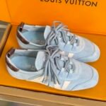 Women's Denim Blue Ballet Sneakers - Premium Suede Trim Lace Up Flat Shoes with Flower Charms