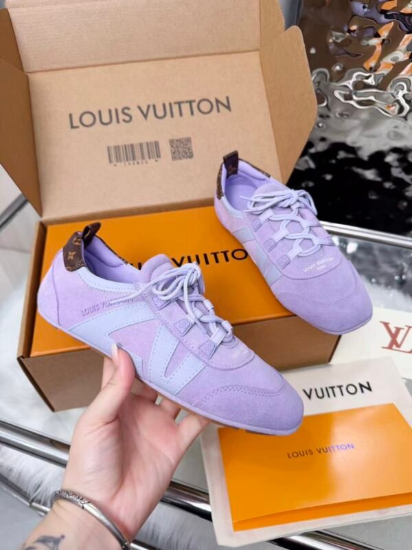 Women's Denim Blue Ballet Sneakers - Premium Suede Trim Lace Up Flat Shoes with Flower Charms