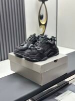 Triple Black Ribbon Chunky Sneakers - Dark Aesthetic Bow Tie Washed Platform Trainers