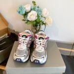 Unisex Chunky Mesh Runner Sneakers - Metallic Silver & Magenta Deconstructed Vintage Retro Platform Shoes