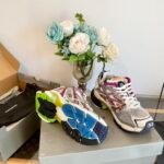 Unisex Chunky Mesh Runner Sneakers - Metallic Silver & Magenta Deconstructed Vintage Retro Platform Shoes