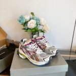 Unisex Chunky Mesh Runner Sneakers - Metallic Silver & Magenta Deconstructed Vintage Retro Platform Shoes