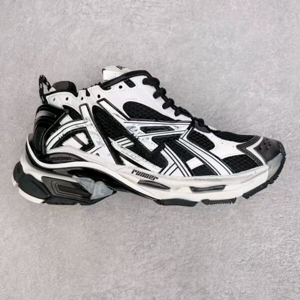 Men's Distressed Chunky Dad Shoes Y2K Deconstructed Retro Running Sneakers Black White