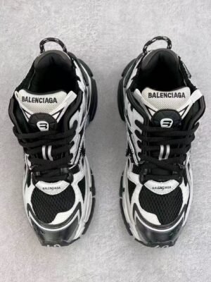 Men's Distressed Chunky Dad Shoes Y2K Deconstructed Retro Running Sneakers Black White